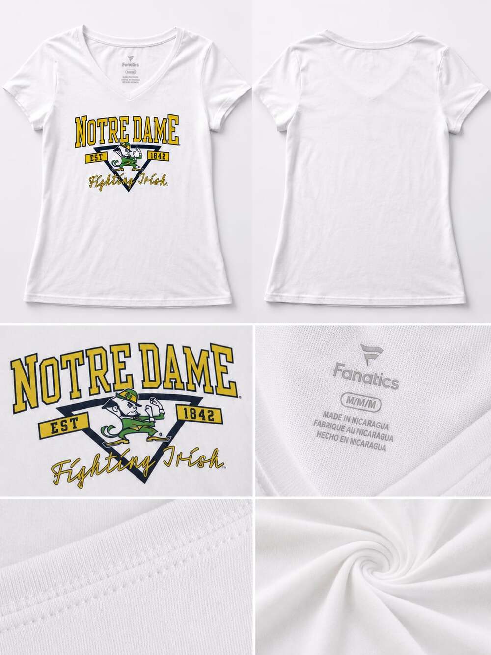 Fanatics Notre Dame Fighting Irish V-Neck T-Shirt White